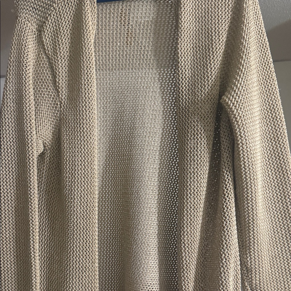 Chic Open-Front Beige Cardigan long oast the knees cozy fall woter spring